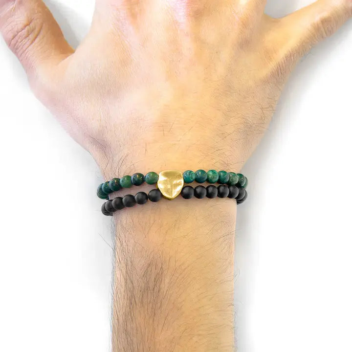 Green Jade Iguazu 9ct Yellow Gold and Stone Bracelet  LARGE 23 CM - Horizon and Stone 