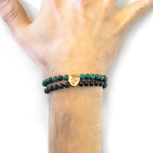 Green Jade Iguazu 9ct Yellow Gold and Stone Bracelet  LARGE 23 CM - Horizon and Stone 