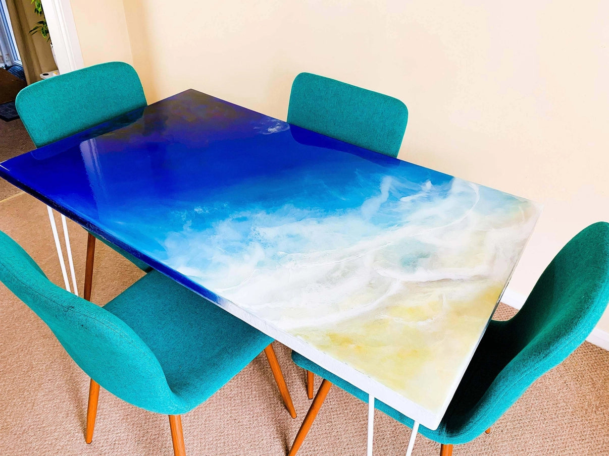 Handmade Dining Table | 4 Seater Dining Table | River Table - Horizon and Stone 