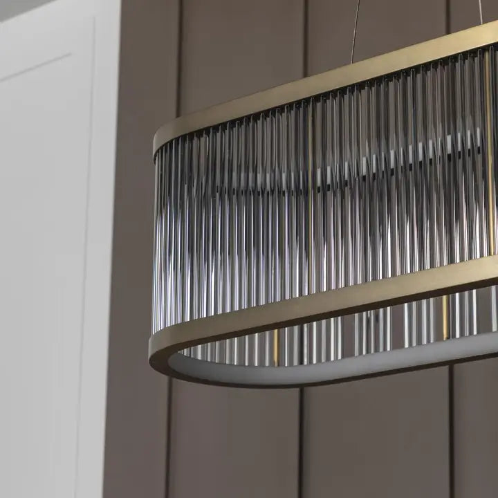 Nablus Transparent Glass Rod Antique Dining Table Chandelier - Horizon and Stone 