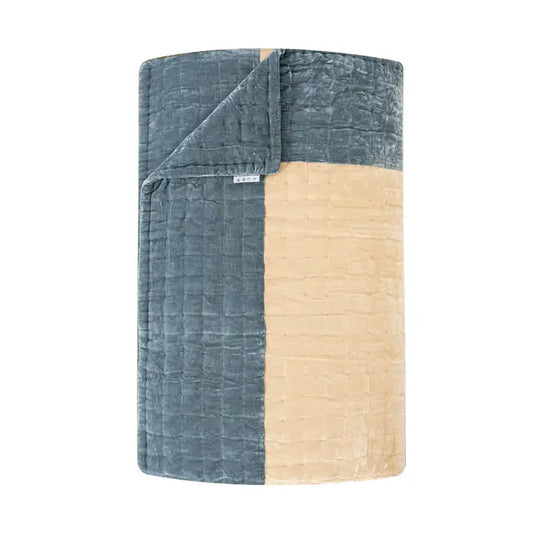 Velvet Quilt - Duck Egg X Sand