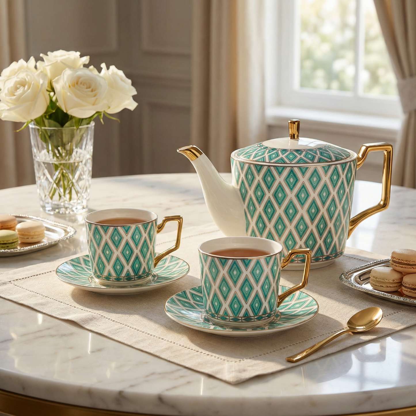 The Edwardian Emerald Diamant Bone China Tea Set - Horizon and Stone 