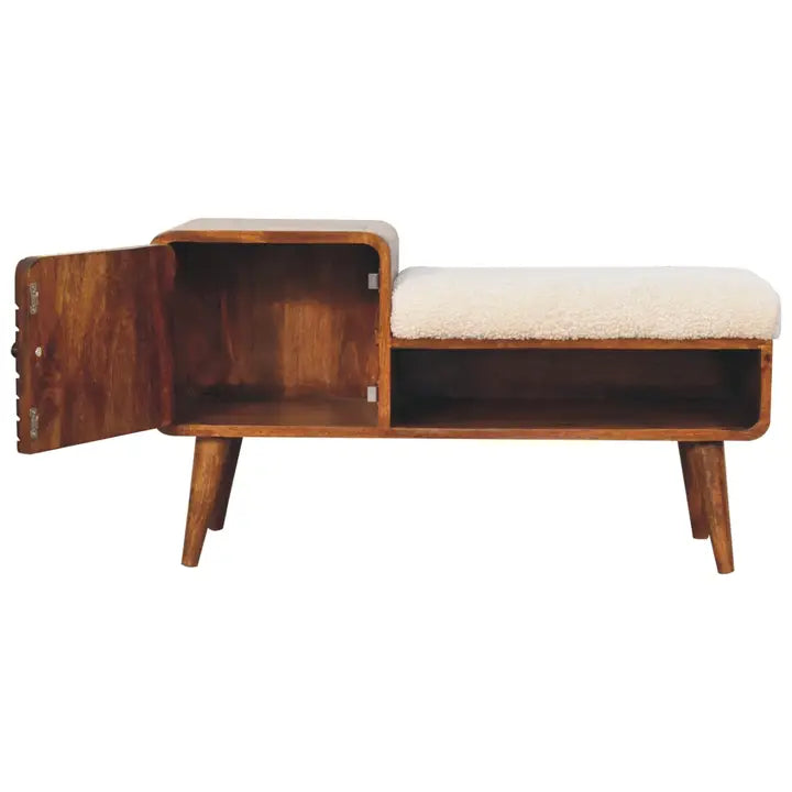 Boucle Carved Chestnut Telephone Table - Horizon and Stone 