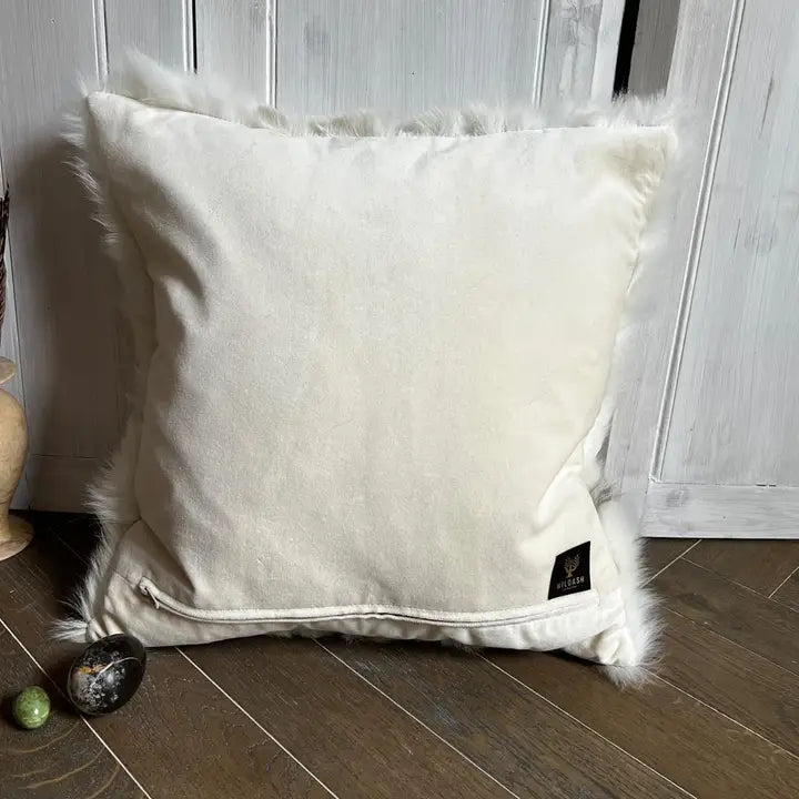 Shearling Cushion Square 45cm Clotted Cream & Cream Velvet -  min order 4