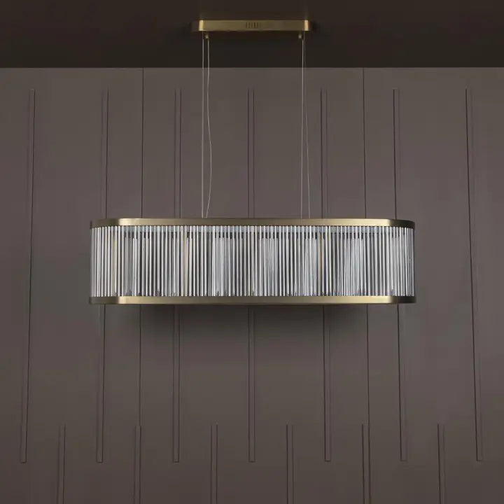 Nablus Transparent Glass Rod Antique Dining Table Chandelier - Horizon and Stone 