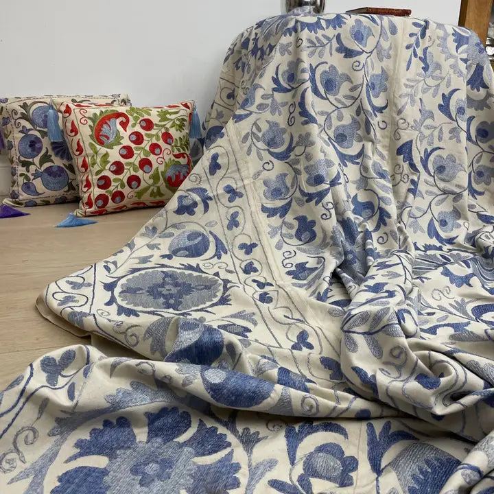 Uzbeki Suzani Hand Embroidered Textile SUZ1205002 - Horizon and Stone 