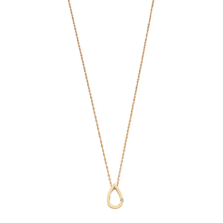 Fine Diamond Solid Gold Elegant Teardrop Necklace - Horizon and Stone 