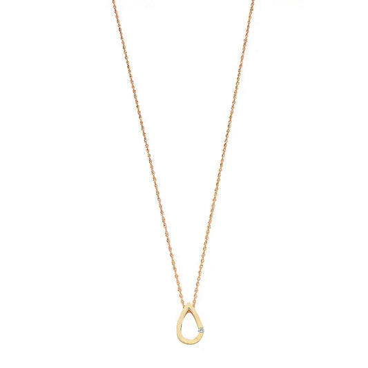 Fine Diamond Solid Gold Elegant Teardrop Necklace - Horizon and Stone 