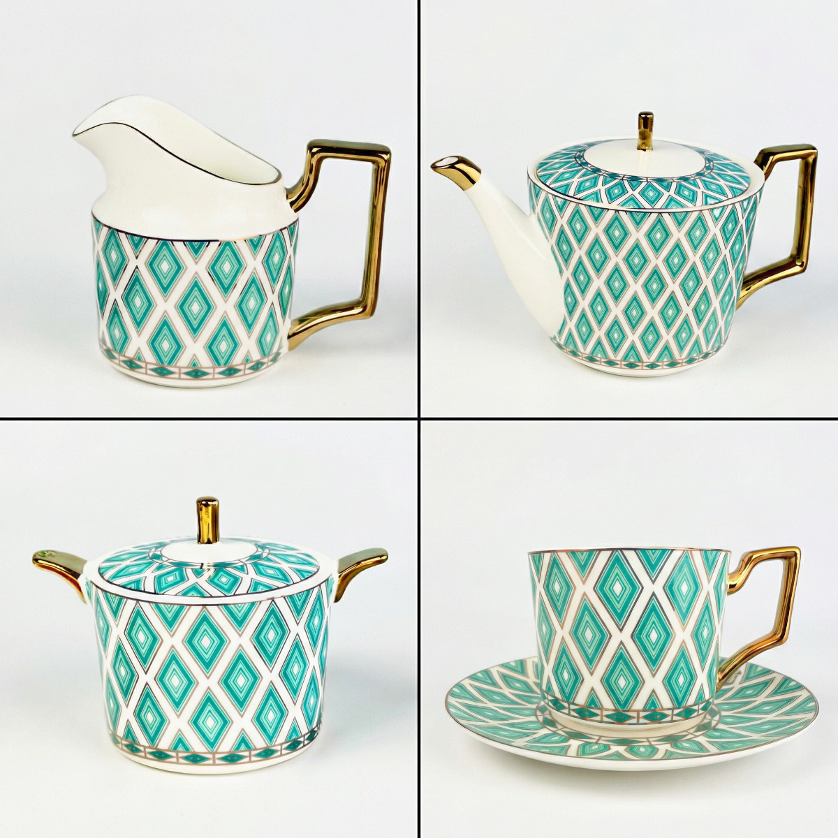 The Edwardian Emerald Diamant Bone China Tea Set - Horizon and Stone 