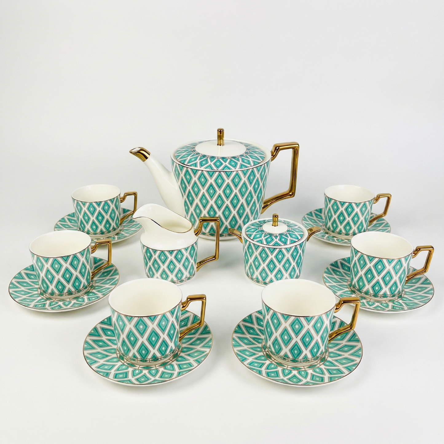 The Edwardian Emerald Diamant Bone China Tea Set - Horizon and Stone 