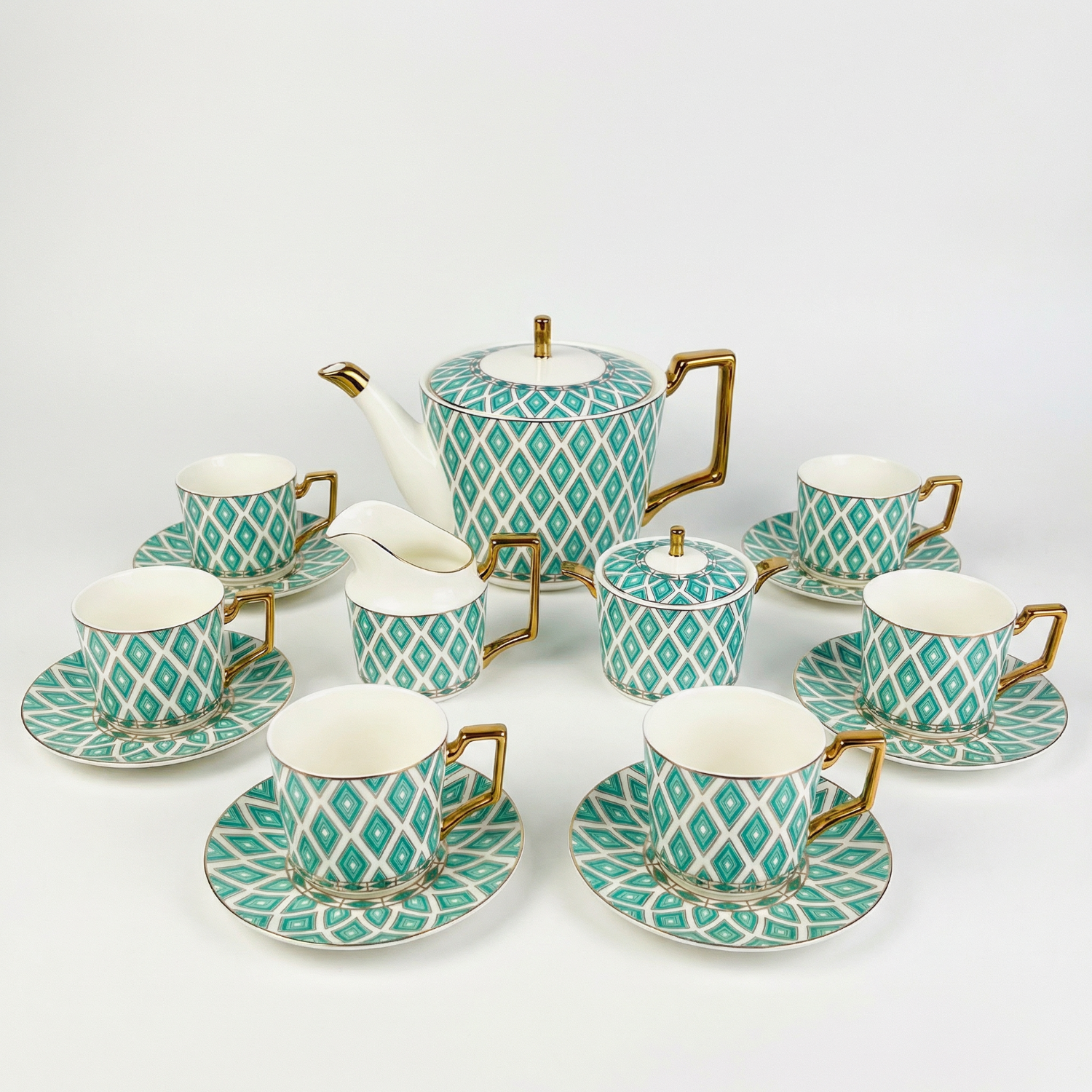 The Edwardian Emerald Diamant Bone China Tea Set - Horizon and Stone 