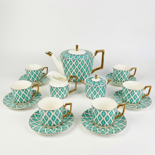The Edwardian Emerald Diamant Bone China Tea Set - Horizon and Stone 