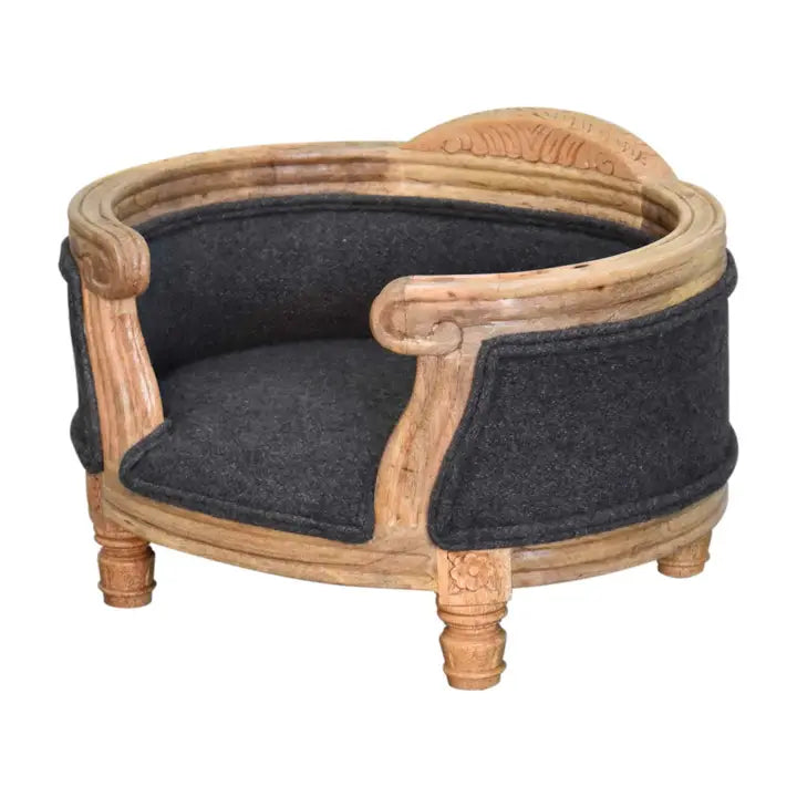 Carved Battleship Tweed Pet Bed - Horizon and Stone 