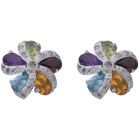 Fine Diamond Solid Gold Floral Cluster Earrings - Horizon and Stone 