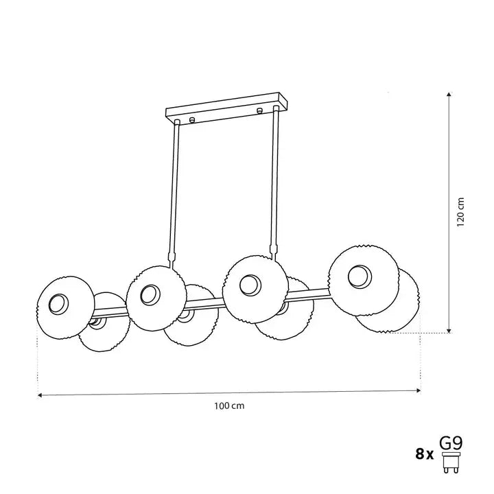 Aspar 8-Piece Antique Glass Dining Table Top Chandelier - Horizon and Stone 