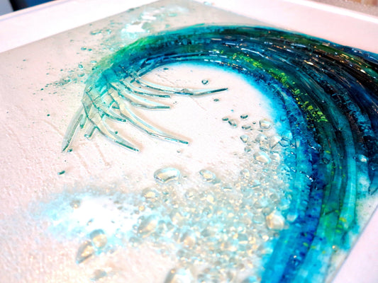 Framed Fused Glass Tsunami Breaking Wave Wall Art (Uk Only) - Horizon and Stone 