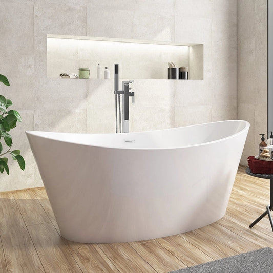 Veebath Aruba Bath Freestanding Double Sided Acrylic Glossy White Finish Bathtubs 1700 X 800mm - Horizon and Stone 