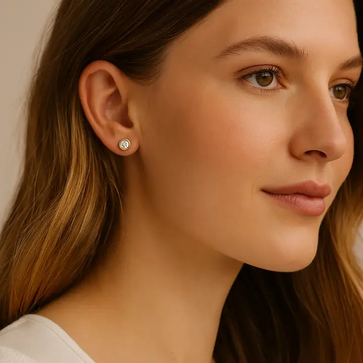 Halo Double Diamond Stud Earrings   14 k white - Horizon and Stone 