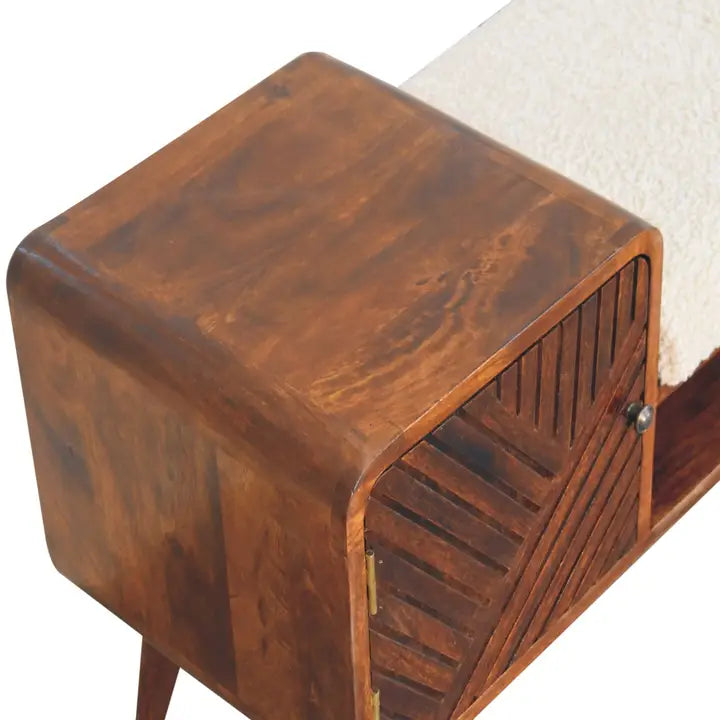 Boucle Carved Chestnut Telephone Table - Horizon and Stone 