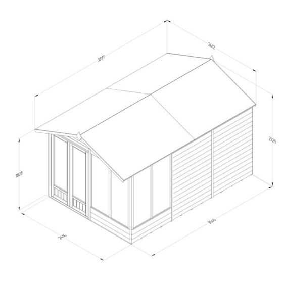 Forest 4LIFE Apex Summerhouse 8x12 - Double Door - 6 Windows - Natural - Horizon and Stone 
