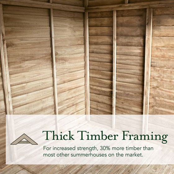Forest 4LIFE Apex Summerhouse 8x12 - Double Door - 6 Windows - Natural - Horizon and Stone 