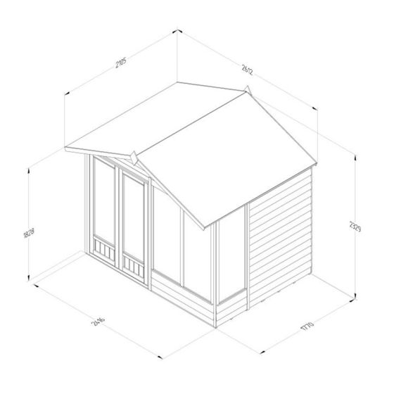 Forest 4LIFE Apex Summerhouse 8x6 - Double Door - 4 Windows - Horizon and Stone 