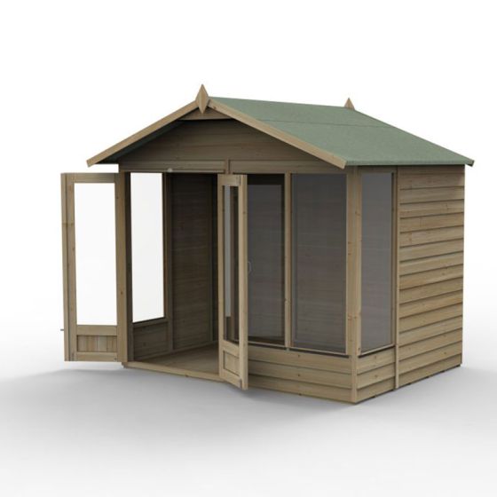 Forest 4LIFE Apex Summerhouse 8x6 - Double Door - 4 Windows - Horizon and Stone 