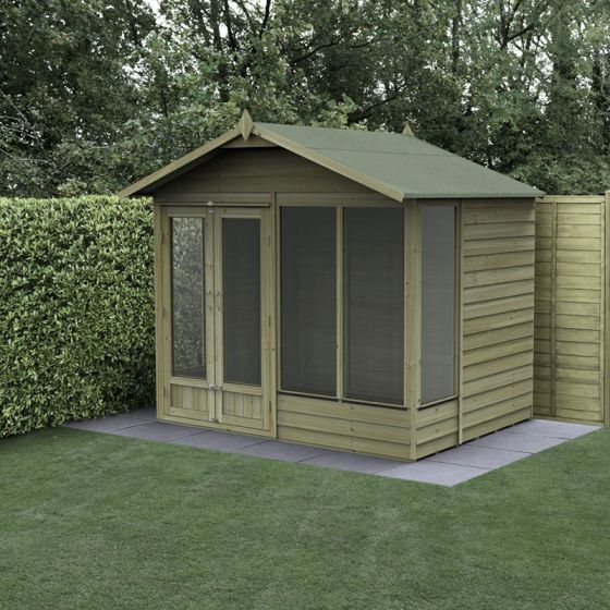 Forest 4LIFE Apex Summerhouse 8x6 - Double Door - 4 Windows - Horizon and Stone 