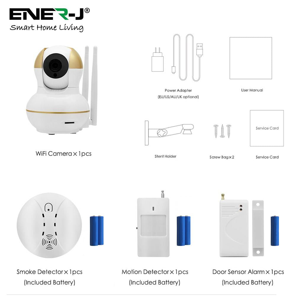 Entry Level Smart Security Kit (1x Smart IP Camera +1x PIR Sensor +1x Door Sensor +1x Smoke Detector Sensor) - Horizon and Stone 
