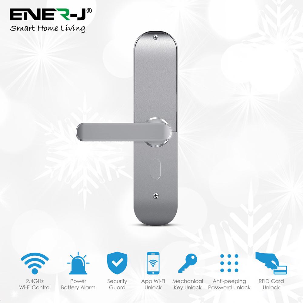 Smart Wi-Fi Doorlock Set (includes 3 Physical Keys and 3 RFID Card) Silver - Left Handle - Horizon and Stone 
