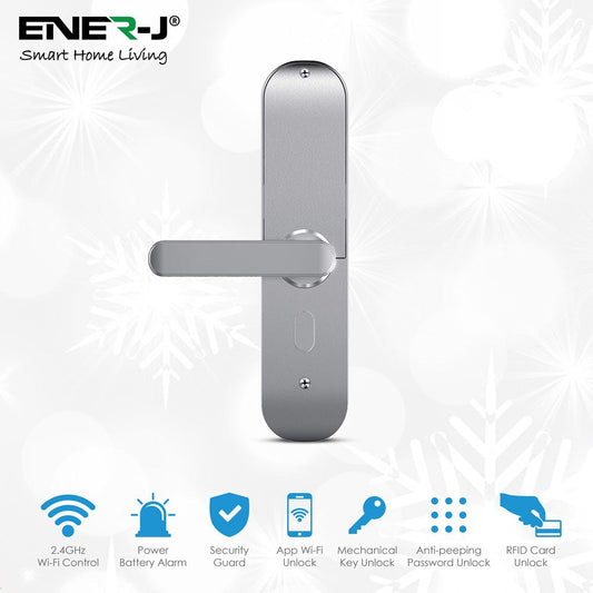 Smart Wi-Fi Doorlock Set (includes 3 Physical Keys and 3 RFID Card) Silver - Left Handle - Horizon and Stone 