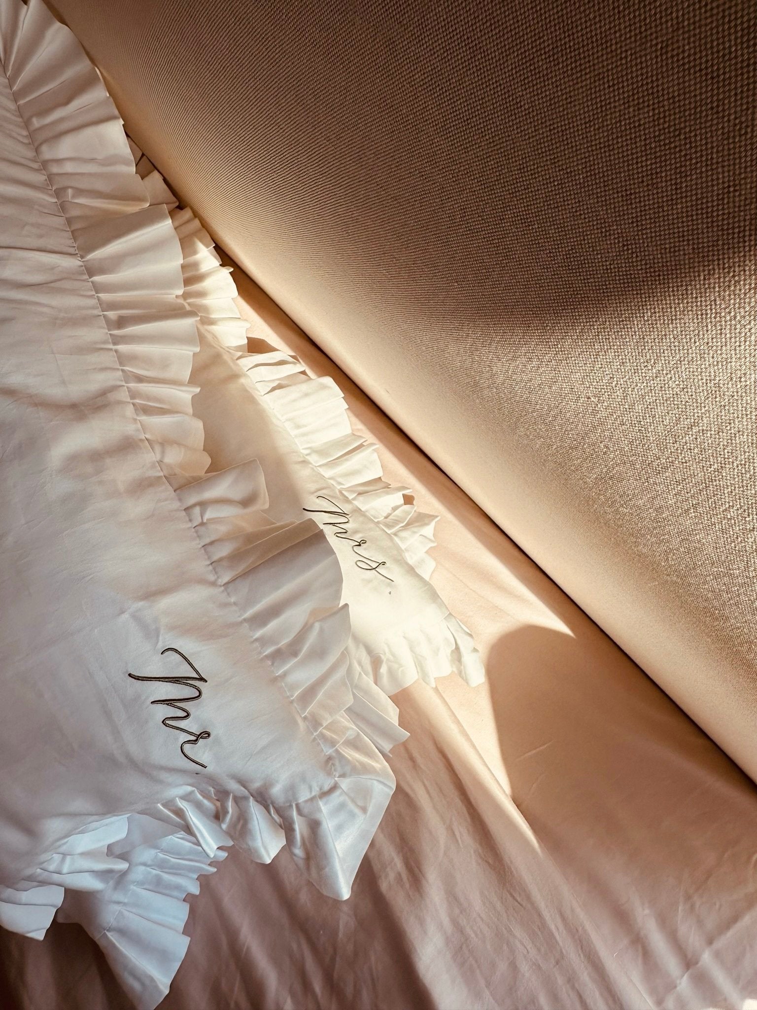 Mr. & Mrs. Pillow Case pair - Horizon and Stone 