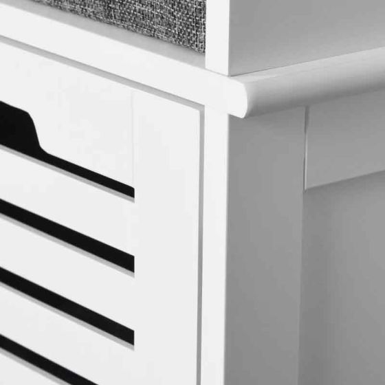 HOMCOM 3 Slatted Drawers Shoe Storage Bench - White - Horizon and Stone 
