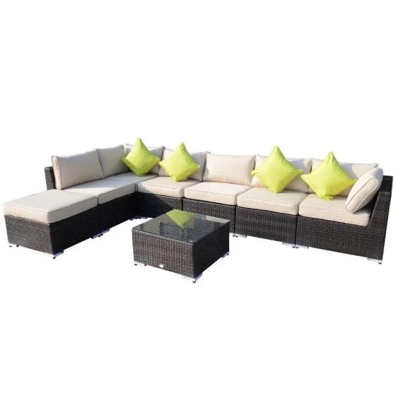 Outsunny 7-Seater Rattan Garden Furniture Set - Brown - Horizon and Stone 