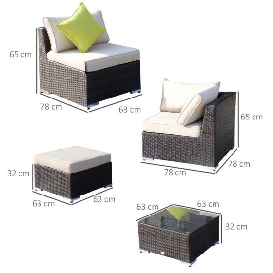 Outsunny 7-Seater Rattan Garden Furniture Set - Brown - Horizon and Stone 