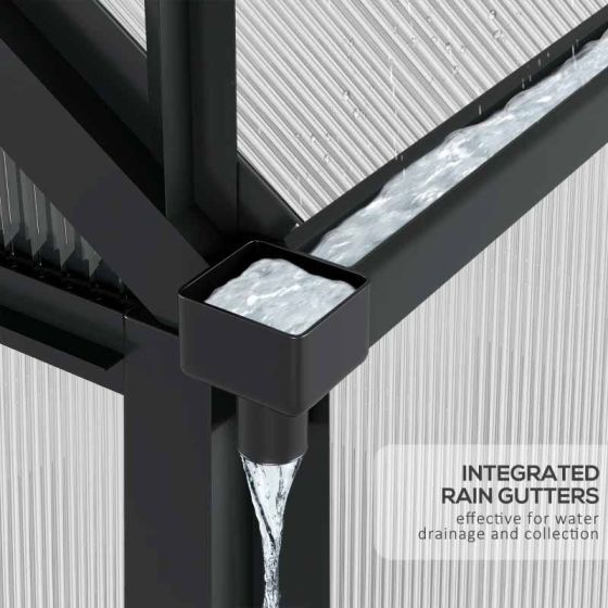 Outsunny 6 x 6ft Aluminium Large Walk-In Poly Greenhouse with Slide Door - Grey & Clear - Horizon and Stone 