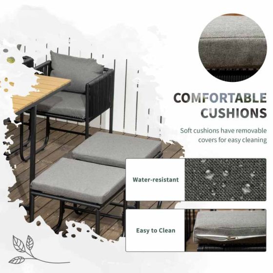 Outsunny 11 Piece Patio PE Rattan Wicker Dining Table & Chairs Set - Black - Horizon and Stone 