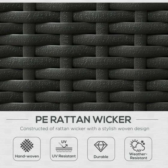 Outsunny 5 Piece Rattan Sun Lounger Set - Black - Horizon and Stone 