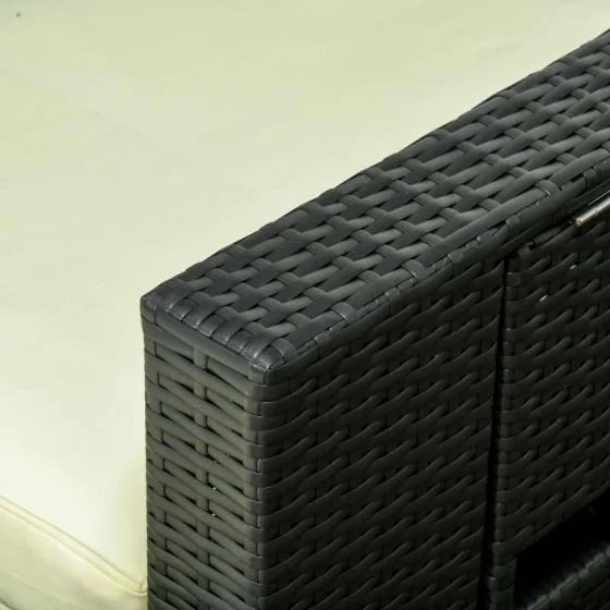 Outsunny 5 Piece Rattan Sun Lounger Set - Black - Horizon and Stone 