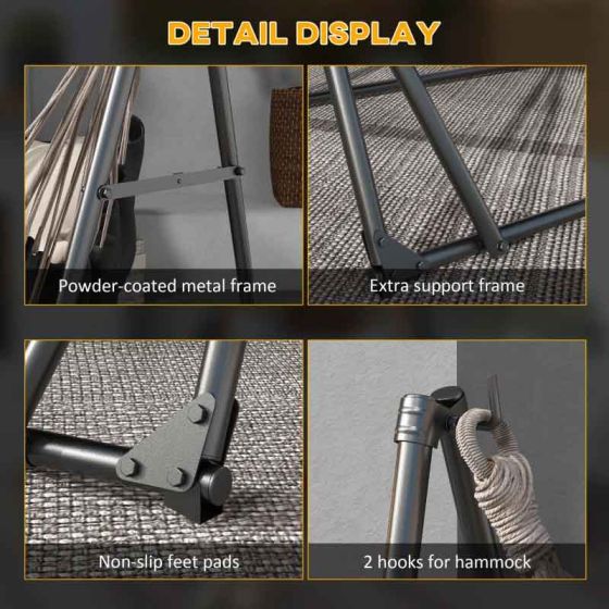 Outsunny 2 in 1 Metal Hammock Stand - Black - Horizon and Stone 