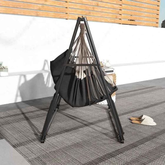 Outsunny 2 in 1 Metal Hammock Stand - Black - Horizon and Stone 