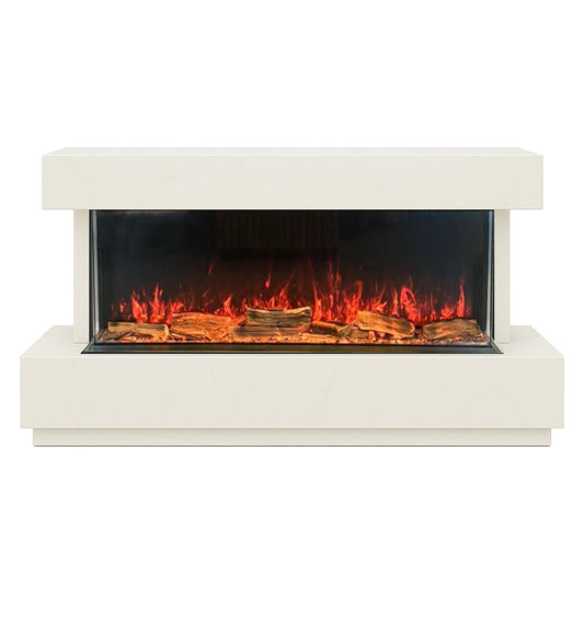 Hestia 1562 Electric Fire & Solace Marble Media Wall Suite Medium Polar White - Horizon and Stone 