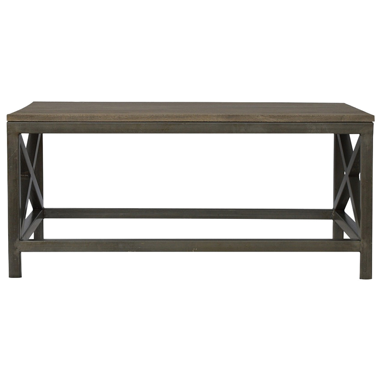Industrial Cross Metal Oatmeal Coffee Table - Horizon and Stone 