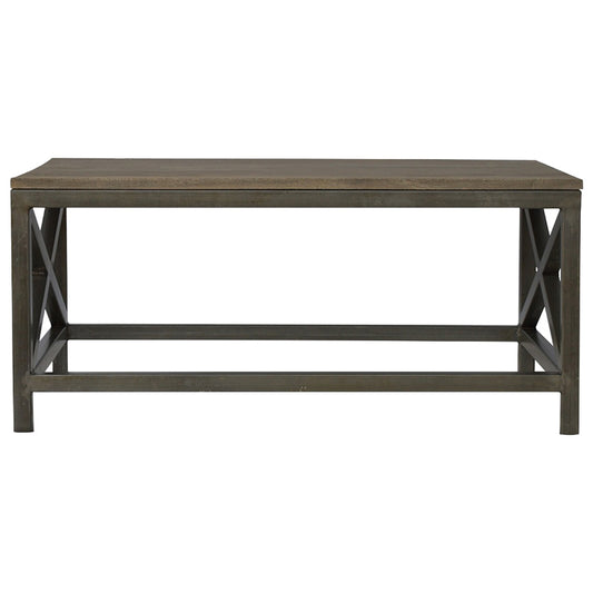 Industrial Cross Metal Oatmeal Coffee Table - Horizon and Stone 