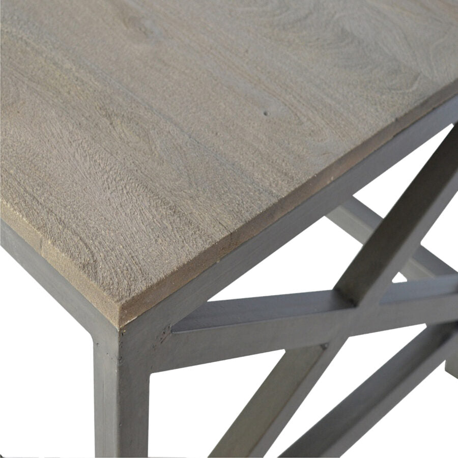 Industrial Cross Metal Oatmeal Coffee Table - Horizon and Stone 