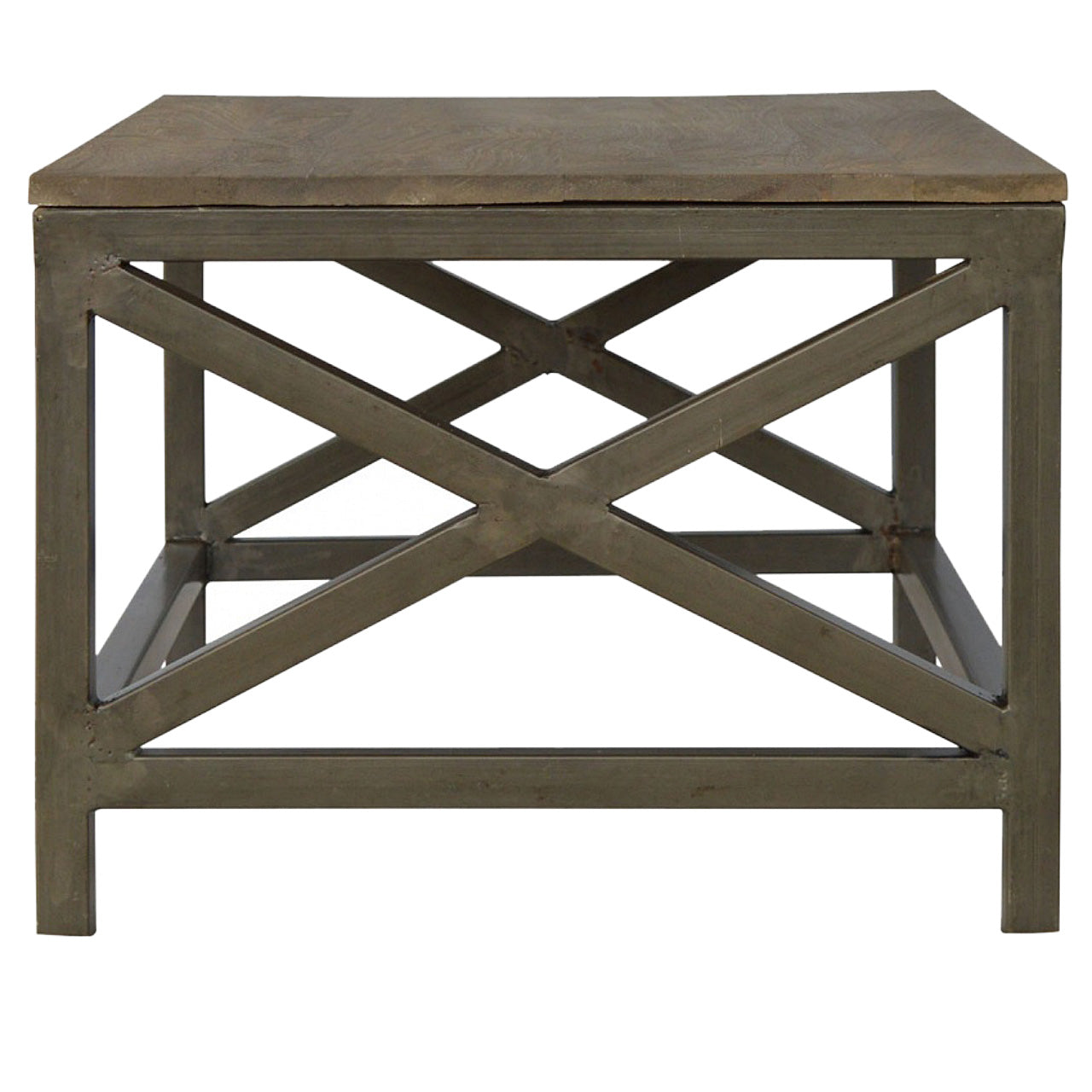 Industrial Cross Metal Oatmeal Coffee Table - Horizon and Stone 