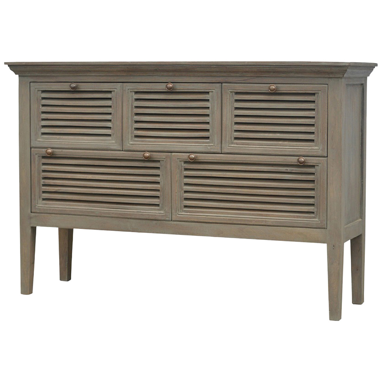 Grey Wash 5 Shutter Buffet - Horizon and Stone 
