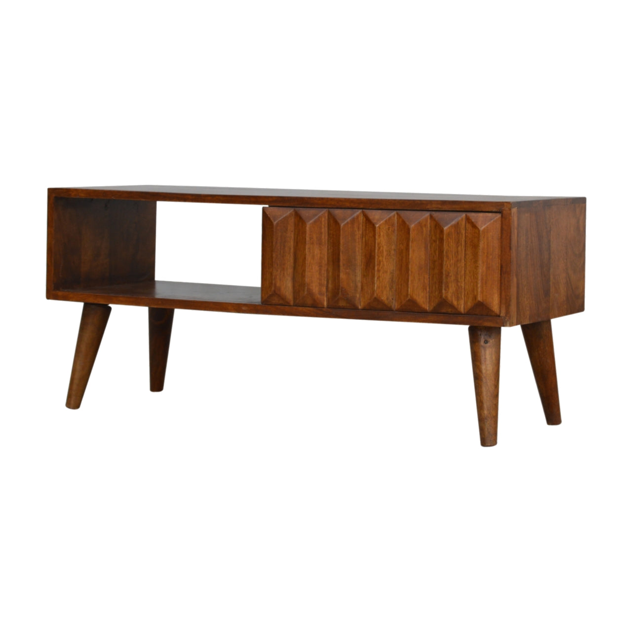 Chestnut Prism Sliding Media Unit - Horizon and Stone 