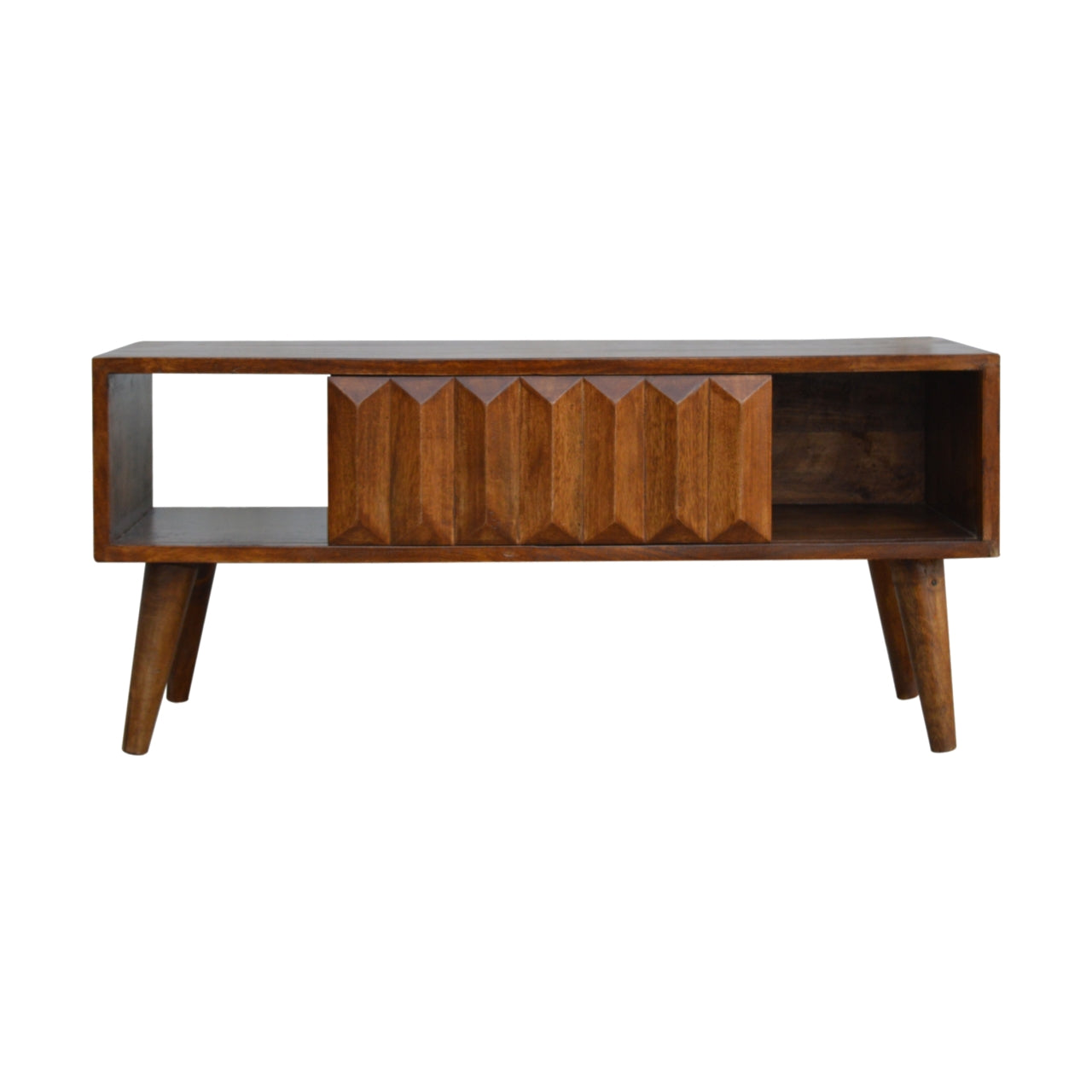 Chestnut Prism Sliding Media Unit - Horizon and Stone 