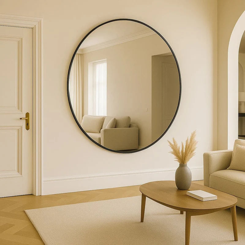 Rei - Extra Large Round Black Metal Circle Mirror - 150cm x 150cm - Horizon and Stone 